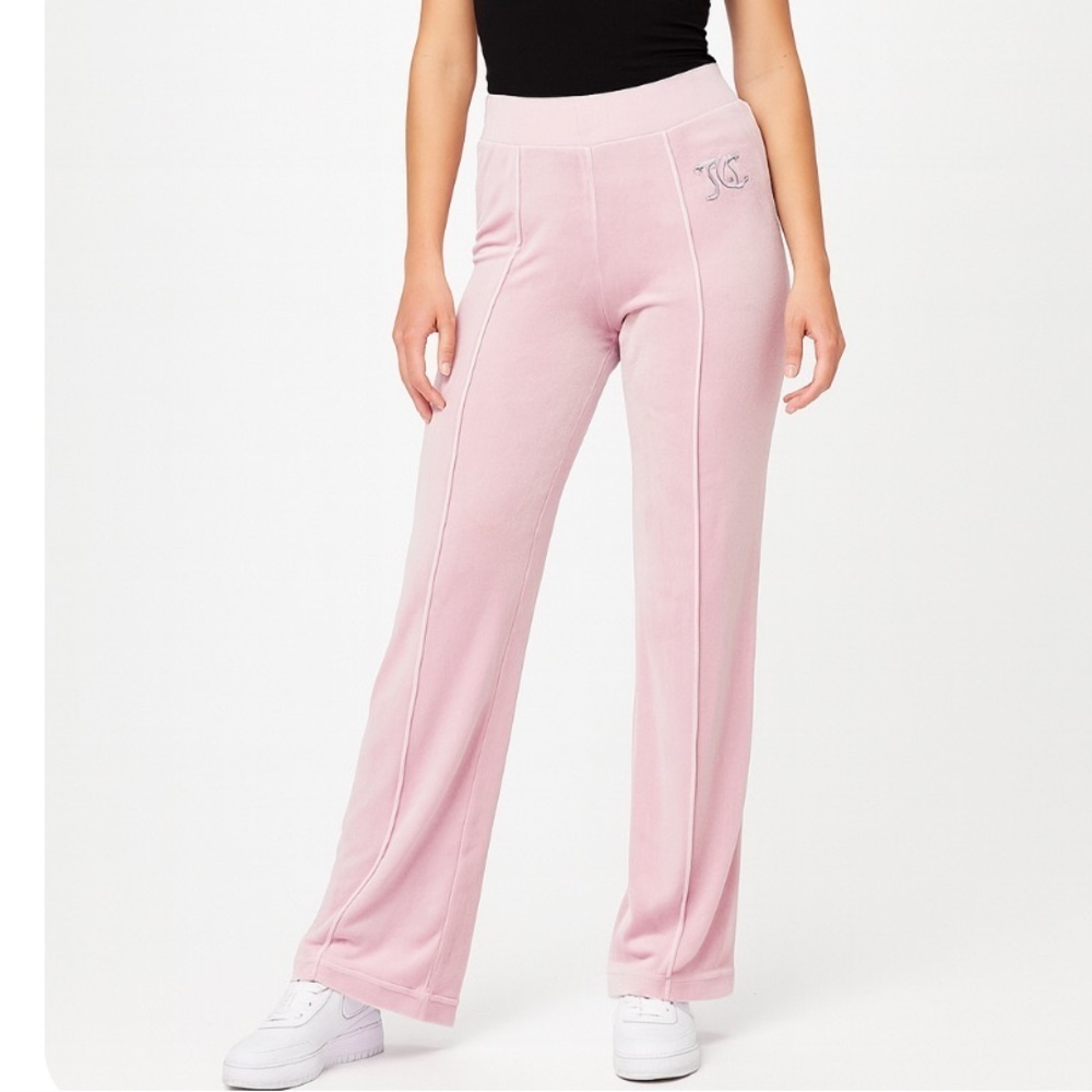 Juicy Couture pink/Lavender track pants velour velvet embroidered hip logo SZ S*